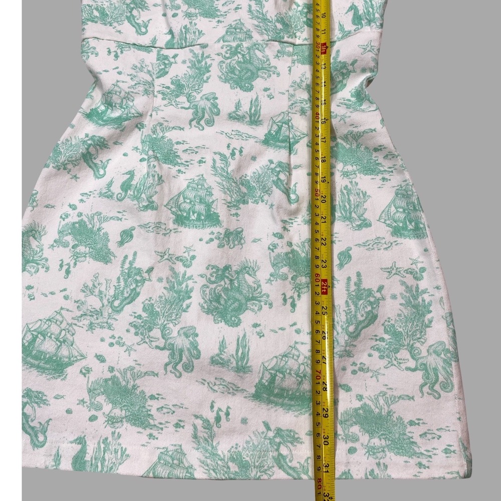 Avec Les Filles Nautical Toile Mermaid Mini Dress Mint Green White Size 10 NEW - Picture 9 of 12